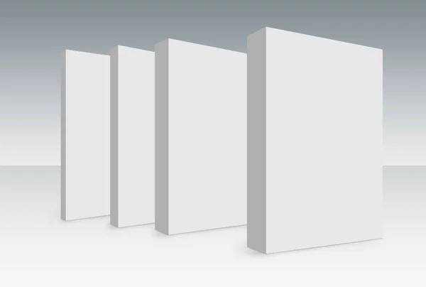 Four3D Fehér Dobozok Földön Mock Sablon Készen Áll Tervezés Nyírás — Stock Fotó