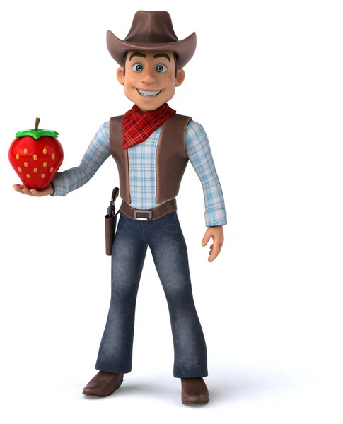 Spaß Cowboy Mit Erdbeer Illustration — Stockfoto