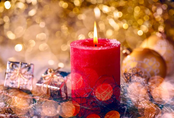 Decoração Natal Com Velas Vela — Fotografia de Stock