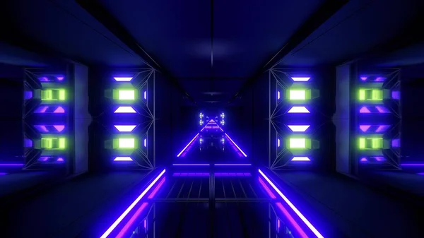 Futuristische Science Fiction Tunnel Korridor Illustration Hintergrund Moderne Zukunft Raumschiff — Stockfoto