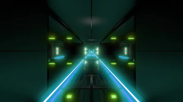 Futuristisk Science Fiction Tunnel Korridor Illustration Bakgrund Modern Framtida Rymdluftskepp — Stockfoto