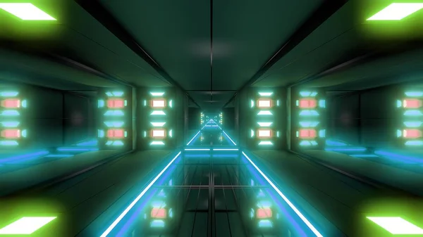 Futuristische Science Fiction Tunnel Korridor Illustration Hintergrund Moderne Zukunft Raumschiff — Stockfoto