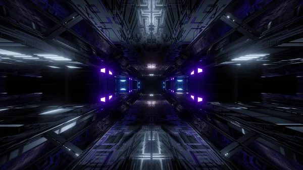 Futuristic Science Fiction Tunnel Corridor Illustration Background Modern Future Space — Stock Photo, Image