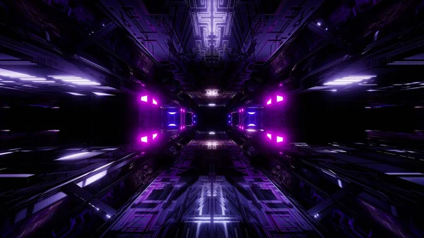 Futuristica Fantascienza Tunnel Corridoio Illustrazione Sfondo Moderno Futuro Spazio Dirigibile — Foto Stock