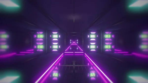 Futuristische Science Fiction Tunnel Korridor Illustration Hintergrund Moderne Zukunft Raumschiff — Stockfoto