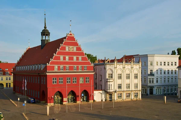 Gammal Marknad Med Stadshuset Staden Greifswald — Stockfoto