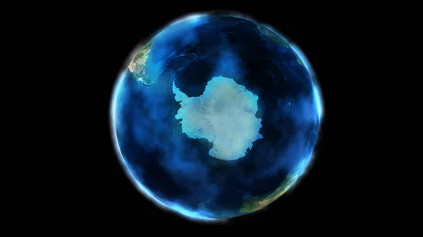 南極を示す黒い背景に雲で覆われた宇宙からの地球 地球の半分 — ストック写真