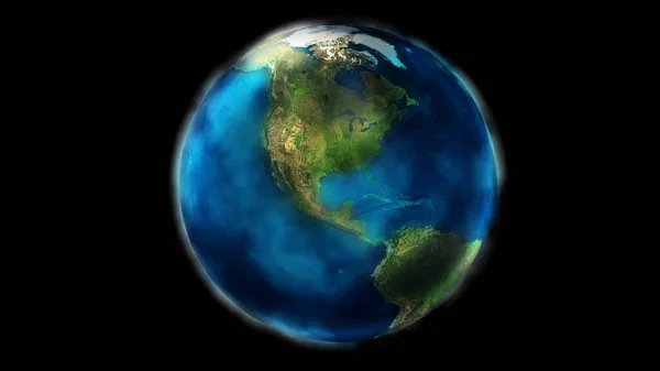 Земля Космоса Покрыта Облаками Черном Фоне Показывающими Северную Южную Америку — стоковое фото
