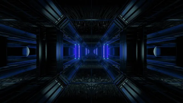 深空科幻隧道背景抽象纹理背景3D图解 未来主义深空高对比度科幻壁纸3D渲染3D渲染 — 图库照片
