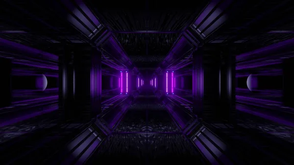 抽象的なテクスチャの背景を持つ暗い空間Scifiトンネルの背景3Dイラスト 未来的な暗い高コントラストSf壁紙3Dレンダリング3Dレンダリング — ストック写真
