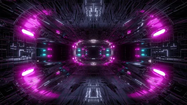 Futurista Túnel Ficção Científica Corredor Ilustração Fundo Moderno Futuro Espaço — Fotografia de Stock
