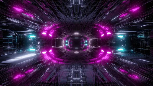 Futuristica Fantascienza Tunnel Corridoio Illustrazione Sfondo Moderno Futuro Spazio Dirigibile — Foto Stock