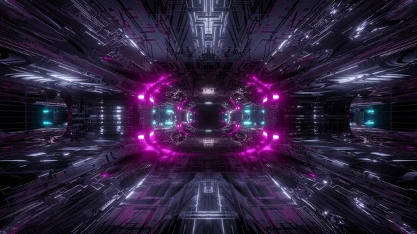 Futuristische Science Fiction Tunnel Corridor Illustratie Achtergrond Moderne Toekomstige Ruimte — Stockfoto