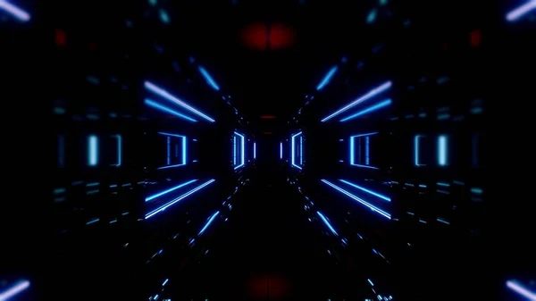 Scifi Terowongan Ruang Koridor Dengan Cahaya Bersinar Lampu Latar Belakang — Stok Foto