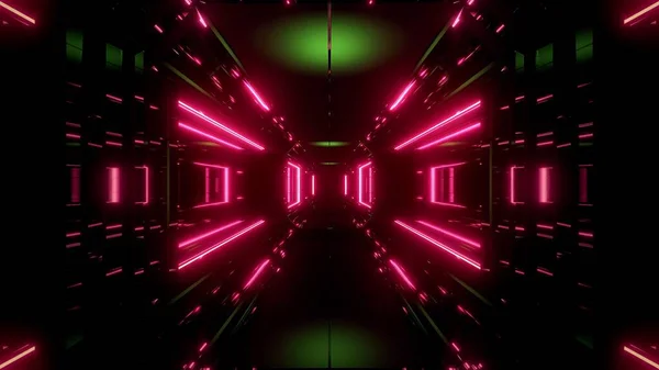 Scifi Ruimte Tunnel Gang Met Gloeiende Glimmende Lichten Illustratie Achtergrond — Stockfoto