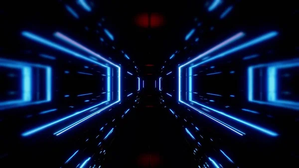 Scifi Space Tunnel Korridor Mit Leuchtenden Lichtern Illustration Hintergrund Futuristische — Stockfoto