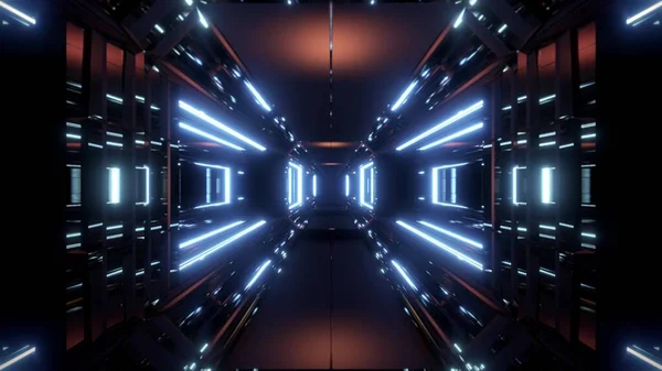 Scifi Space Tunnel Corridor Glowing Shiny Lights Illustration Background Futuritic — Stock Photo, Image