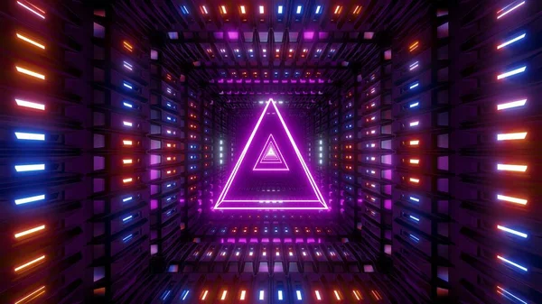 Glowing Wireframe Triangle Metal Shining Background Illustration Colorful Multicolor Art — Stock Photo, Image