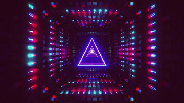 Triangle Filaire Lumineux Avec Fond Métallique Brillant Illustration Coloré Multicolore — Photo