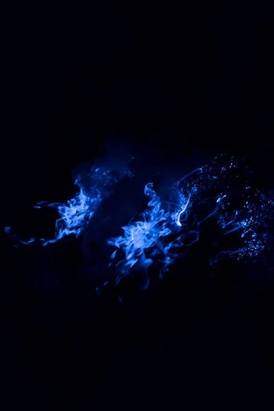 Blue Flame Fire Burning Rice Straw Night — Stock Photo, Image