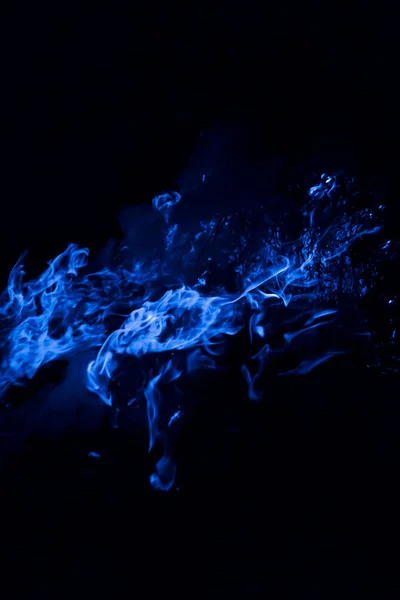 Blue Flame Fire Burning Rice Straw Night — Stock Photo, Image