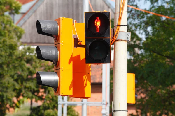 Stavební Semafor Přepnut Červenou Dopravní Značka Norimberk Německo Evropa — Stock fotografie