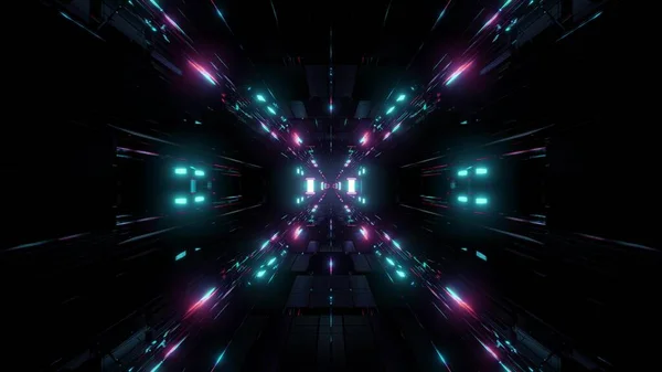 Piękny Futurystyczny Scifi Przestrzeń Statek Tunel Tło Ilustracja Rendering Futurystyczny — Zdjęcie stockowe
