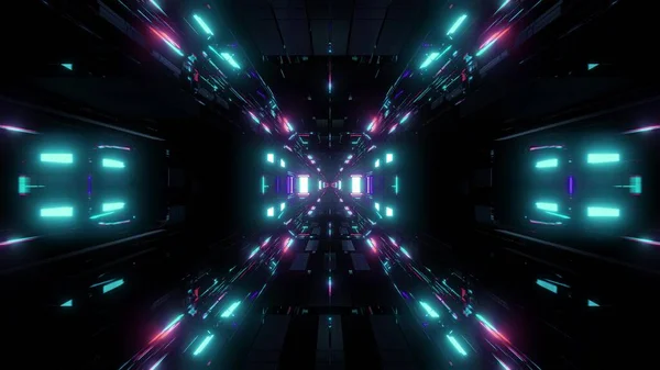 Bonito Futurista Scifi Espaço Navio Túnel Fundo Ilustração Renderização Futurista — Fotografia de Stock