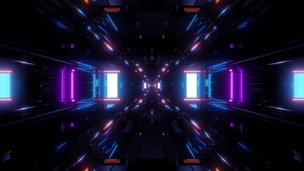 Mooie Futuristische Scifi Ruimte Schip Tunnel Achtergrond Illustratie Rendering Futuristische — Stockfoto
