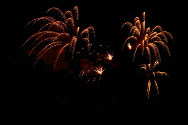 Grande Fuochi Artificio Sfondo Nero Nella Notte — Foto Stock