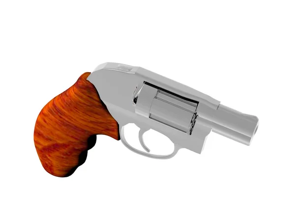 带木柄的鼓式左轮手枪作为致命武器3D渲染 — 图库照片