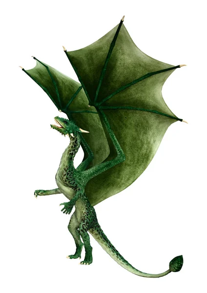 Representación Dragón Fantasía Verde Aislado Sobre Fondo Blanco —  Fotos de Stock