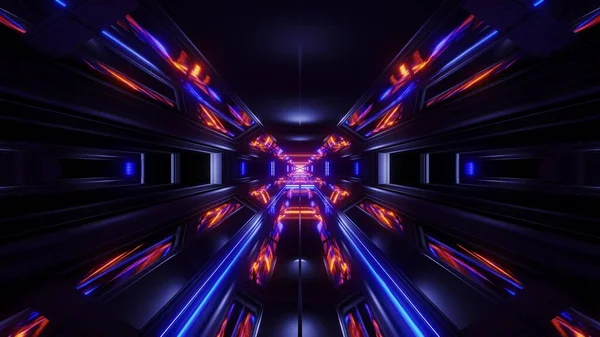 Hermoso Futurista Nave Espacial Scifi Túnel Fondo Ilustración Renderizado Futurista — Foto de Stock