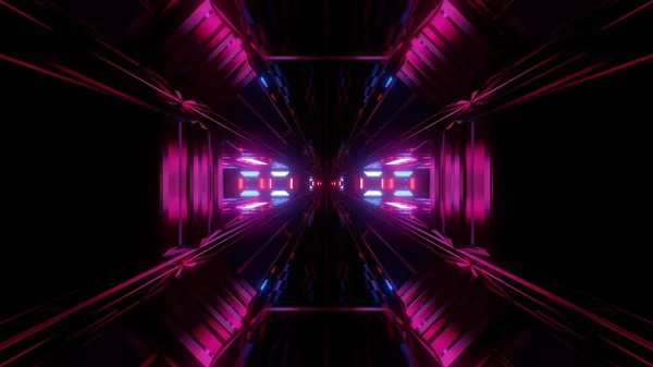 Túnel Scifi Escuro Com Luzes Brilhantes Papel Parede Fundo Renderização — Fotografia de Stock
