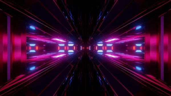 Donkere Scifi Tunnel Met Gloeiende Lichten Rendering Achtergrond Behang Futuristische — Stockfoto