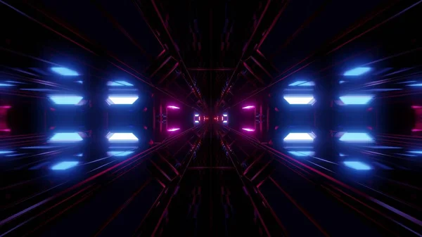 Oscuro Túnel Scifi Con Luces Brillantes Renderizado Fondo Pantalla Futurista —  Fotos de Stock