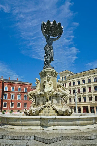 Statua Della Fontana Nettuno Nella Città Roma — Foto Stock