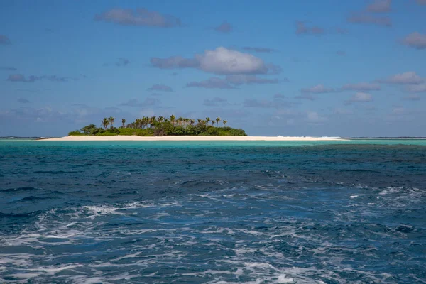 Красивий Тропічний Пляж Пальмами Блакитним Небом — стокове фото