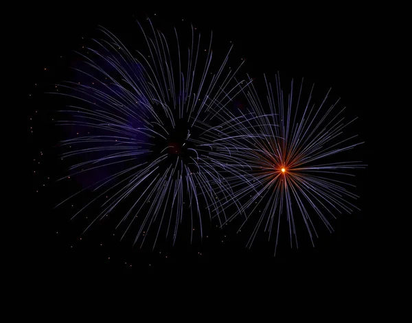 Grande Fuochi Artificio Sfondo Nero Nella Notte — Foto Stock