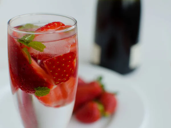 Cóctel Fresas Con Fresas Menta — Foto de Stock