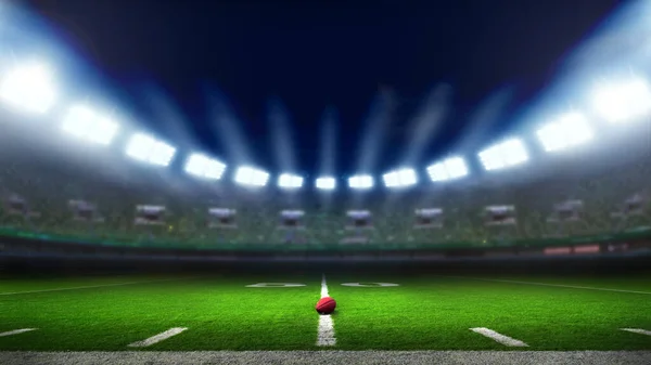 Fußballplatz Mit Lichtern Und Scheinwerfern — Stockfoto