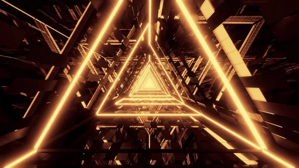 Абстрактный Светящийся Золотой Треугольник Wireframe Фон Walpaper Рендеринг Абстрактный Wireframe — стоковое фото