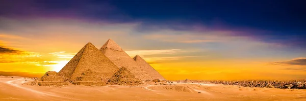 Les Pyramides Giza Dans Désert — Photo