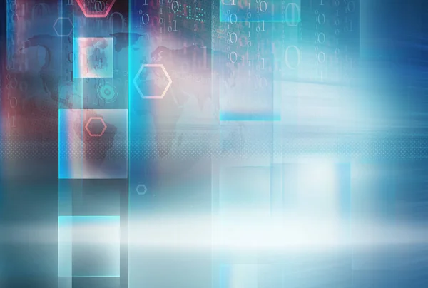 デジタルバイナリコードの背景を持つハイテク画面 — ストック写真