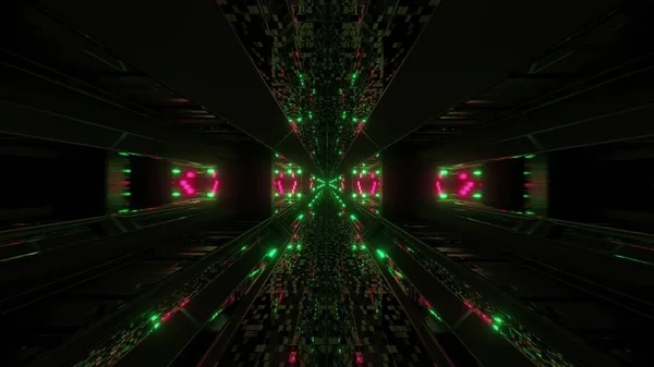 未来的なスタイリッシュなテクスチャーSfトンネル廊下壁紙3Dレンダリング Scfi宇宙船銀河の背景3Dイラスト — ストック写真