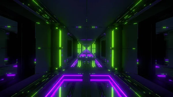 Futuristiska Sci Tempel Tunnel Med Fin Reflektion Bakgrund Rendering Modern — Stockfoto