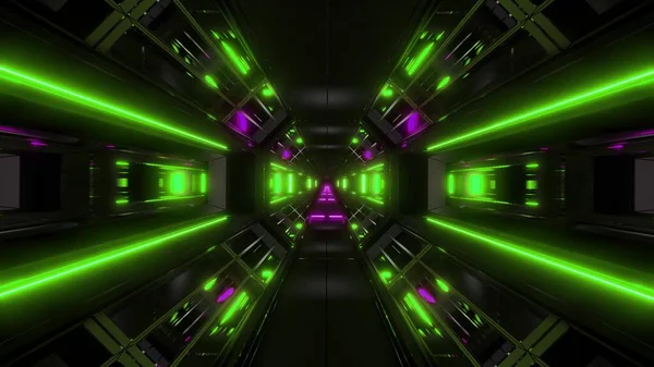 Dark Space Sci Tunnel Luftschiffkorridor Fliegen Durch Schleife Illustration Mit — Stockfoto
