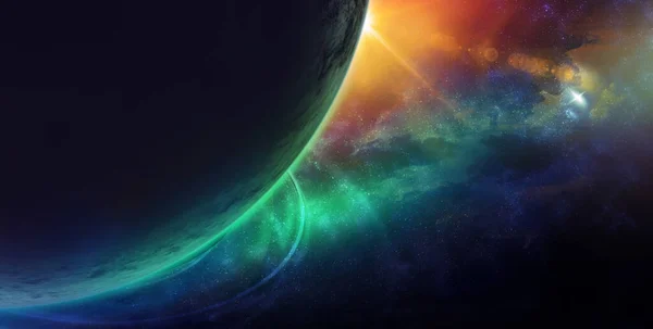 Mennyei Művészet Csillagok Galaxisok Világűrben Űrkutatás Szépségének Megjelenítése Planet Textúra — Stock Fotó
