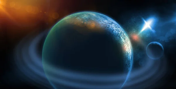 宇宙探査の美しさを示す宇宙空間の天体芸術 星と銀河 Nasa 3Dレンダリング 3Dイラストで装飾された惑星のテクスチャ — ストック写真