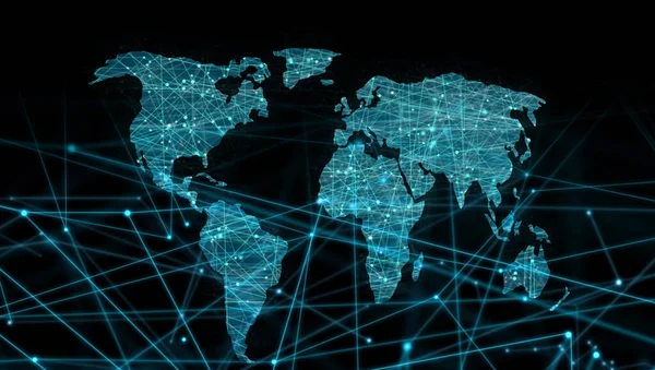 Mapa Mundial Enlaces Líneas Punteadas Globalización Los Conceptos Internacionalización — Foto de Stock